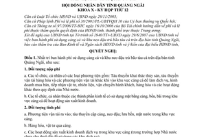 Nghị quyết 14/2007/NQ-HĐND phí sử dụng cảng cá khu neo đậu trú bão tàu cá trên địa bàn tỉnh Quảng Ngãi