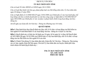 Quyết định 14/2007/QĐ-UBND tổ chức hoạt động Đội kiểm tra liên ngành 814 Bình Định