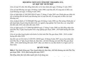 Nghị quyết 110/2007/NQ-HĐND thăm dò khai thác chế biến khoáng sản Phú Thọ 2006 2010 2020