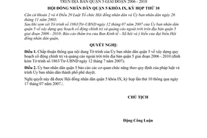 Nghị quyết 04/2007/NQ-HĐND xây dựng quy hoạch cổ động chính trị và quảng cáo ngoài trời Quận 5 giai đoạn 2006 - 2010