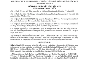 Nghị quyết 09/2007/NQ-HĐND sửa đổi chính sách khuyến khích phát triển chăn nuôi trâu bò Bắc Kạn