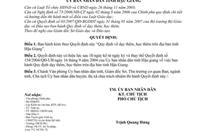 Quyết định 13/2007/QĐ-UBND dạy thêm, học thêm trên địa bàn tỉnh Hậu Giang