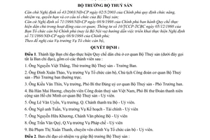 Quyết định 829/QĐ-BTS thành lập ban chỉ đạo thực hiện quy chế dân chủ cơ quan Bộ Thuỷ sản