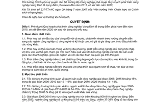 Quyết định 30/2007/QĐ-BCN phê duyệt Quy hoạch phát triển công nghiệp Vùng Kinh tế trọng điểm phía Nam năm 2015 xét đến  2020