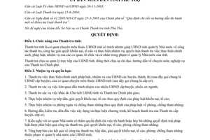 Quyết định 1796/2007/QĐ-UBND nhiệm vụ quyền hạn tổ chức bộ máy Thanh tra Phú Thọ