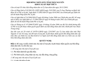 Nghị quyết 03/2007/NQ-HĐND bổ sung mức thu phí, lệ phí thuộc tỉnh Thái Nguyên