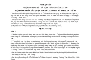 Nghị quyết 01/2007/NQ-HĐND nhiệm vụ kinh tế - xã hội 6 tháng cuối năm 2007