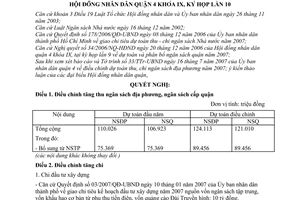 Nghị quyết 39/2007/NQ-HĐND điều chỉnh dự toán thu, chi ngân sách địa phương năm 2007 Quận 4