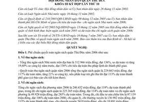 Nghị quyết 03/2007/NQ-HĐND quyết toán ngân sách 2006 quận Thủ Đức