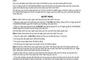 Nghị quyết 01/2007/NQ-HĐND điều chỉnh dự toán ngân sách địa phương 2007 Bình Phước