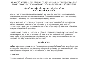 Nghị quyết 04/2007/NQ-HĐND biện pháp cấp bách giảm ùn tắc tai nạn giao thông Hải Phòng