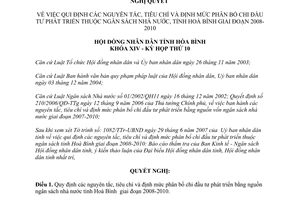 Nghị quyết 75/2007/NQ-HĐND chi đầu tư phát triển bằng ngân sách nhà nước Hòa Bình 2008 2010