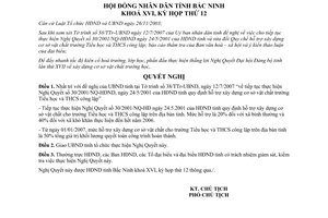 Nghị quyết 83/2007/NQ-HĐND16 thực hiện 30/2001/NQ-HĐND hỗ trợ xây dựng cơ sở vật chất trường Bắc Ninh