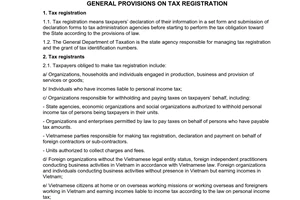 Circular No. 85/2007/TT-BTC of July 18, 2007 guiding the implementation of The Law on tax administration regarding tax registration
