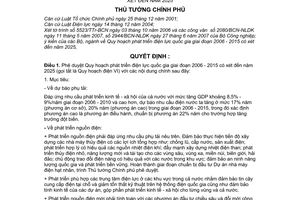Quyết định 110/2007/QĐ-TTg phê duyệt Quy hoạch phát triển điện lực quốc gia giai đoạn 2006 - 2015 xét đến năm 2025