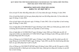 Nghị quyết 133/2007/NQ-HĐND phí thẩm định báo cáo tác động môi trường tỉnh Tiền Giang