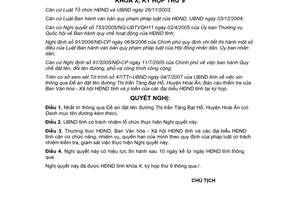 Nghị quyết 10/2007/NQ-HĐND đặt tên đường Thị trấn Tăng Bạt Hổ huyện Hoài Ân