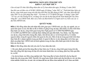 Nghị quyết 77/2007/NQ-HĐND chỉ đạo thực hiện dự án công trình quan trọng Phú Yên