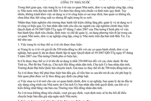 Chỉ thị 22/2007/CT-UBND quản lý phương tiện đi lại cơ quan nhà nước Bến Tre