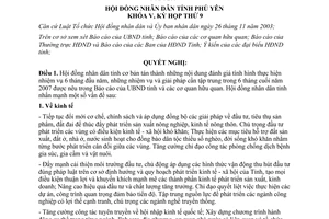 Nghị quyết 72/2007/NQ-HĐND nhiệm vụ kinh tế xã hội an ninh quốc phòng 2007 Phú Yên
