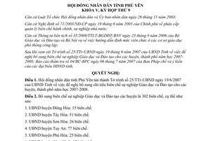 Nghị quyết 78/2007/NQ-HĐND bổ sung biên chế sự nghiệp giáo dục 2007 2008 Phú Yên