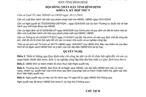 Nghị quyết 09/2007/NQ-HĐND mức chi công tác phí tổ chức hội nghị Bình Định