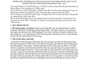 Thông tư 87/2007/TT-BTC hướng dẫn thí điểm xây dựng kế hoạch tài chính trung hạn chi tiêu trung hạn giai đoạn 2008-2010