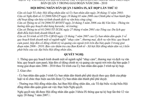 Nghị quyết 07/2007/NQ-HĐND quy hoạch kinh doanh ngành nghề “nhạy cảm”, thương mại, dịch vụ văn hóa; cổ động chính trị và quảng cáo ngoài trời quận 3
