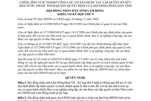 Nghị quyết 75/2007/NQ-HĐND quản lý nhà nước đối với tài sản nhà nước