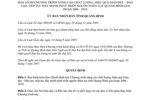 Quyết định 12/2007/QĐ-UBND nâng cao chất lượng Giáo dục Đào tạo phát triển nguồn nhân lực Quảng Bình 2006 2010