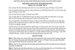 Nghị quyết 13/2007/NQ-HĐND7 chuyển đổi trường bán công Nguyễn Đình Chiểu Bình Dương