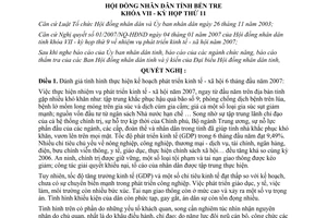 Nghị quyết 10/2007/NQ-HĐND phát triển kinh tế xã hội Bến Tre