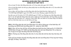 Nghị quyết 78/2007/NQ-HĐND quy chế hoạt động hội đồng nhân dân Lâm Đồng