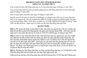 Nghị quyết 04/2007/NQ-HĐND định mức phân bổ chi đầu tư phát triển Bình Dương