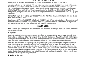 Nghị quyết 96/2007/NQ-HĐND phát triển kinh tế cửa khẩu Lai Châu 2007 2015