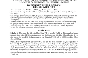 Nghị quyết 74/2007/NQ-HĐND thông qua Quy hoạch thăm dò, khai thác, chế biến