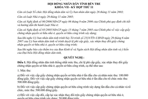 Nghị quyết 15/2007/NQ-HĐND  lệ phí cấp giấy, xác nhận thay đổi giấy chứng nhận