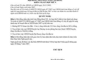 Nghị quyết 75/2007/NQ-HĐND bổ sung danh mục kế hoạch đầu tư xây dựng cơ bản năm 2007