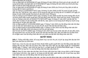 Nghị quyết 01/2007/NQ-HĐND điều chỉnh danh mục mức thu phí, lệ phí