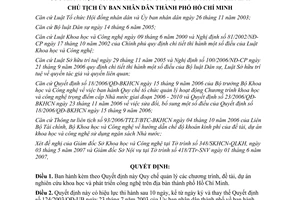 Quyết định 3187/QĐ-UBND năm 2007 Quy chế quản lý chương trình đề tài dự án