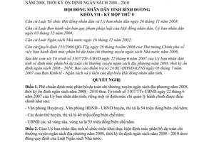 Nghị quyết 03/2007/NQ-HĐND7 định mức dự toán chi thường xuyên ngân sách địa phương 2008 Bình Dương