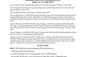 Nghị quyết 05/2007/NQ-HĐND7 thu phí sử dụng cầu Phú Cường Bình Duơng