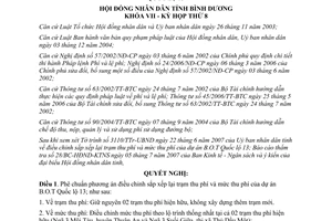 Nghị quyết 06/2007/NQ-HĐND7 điều chỉnh trạm phí mức phí Quốc lộ 13 Bình Duơng