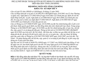 Nghị quyết 69/2007/NQ-HĐND sửa đổi Nghị quyết 67/2006/NQ-HĐND  danh mục, khung mức thu, tỷ lệ điều tiết các loại phí, lệ phí