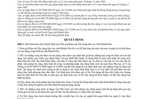 Quyết định 32/2007/QĐ-UBND Đơn giá Khảo sát Xây dựng khu vực tỉnh Khánh Hòa