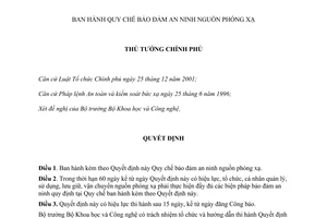 Quyết định 115/2007/QĐ-TTg Quy chế bảo đảm an ninh nguồn phóng xạ