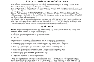 Quyết định 3216/QĐ-UBND duyệt nhiệm vụ điều chỉnh quy hoạch chung xây dựng quận 9