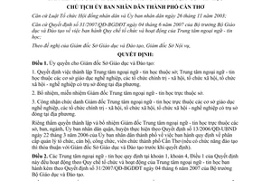 Quyết định 1689/QĐ-UBND 2007 ủy quyền thành lập Trung tâm ngoại ngữ tin học