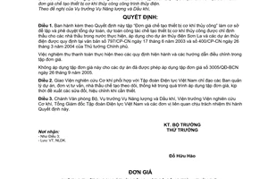 Quyết định 2519/QĐ-BCN  đơn giá chế tạo thiết bị cơ khí thủy công trình thủy điện