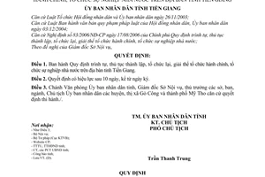 Quyết định 28/2007/QĐ-UBND quy định trình tự thủ tục thành lập tổ chức giải thể tổ chức hành chính sự nghiệp nhà nước tỉnh Tiền Giang